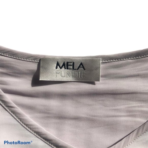 Mela Purdie Silky Soft Grey Short Sleeve Blouse - Picture 8 of 9